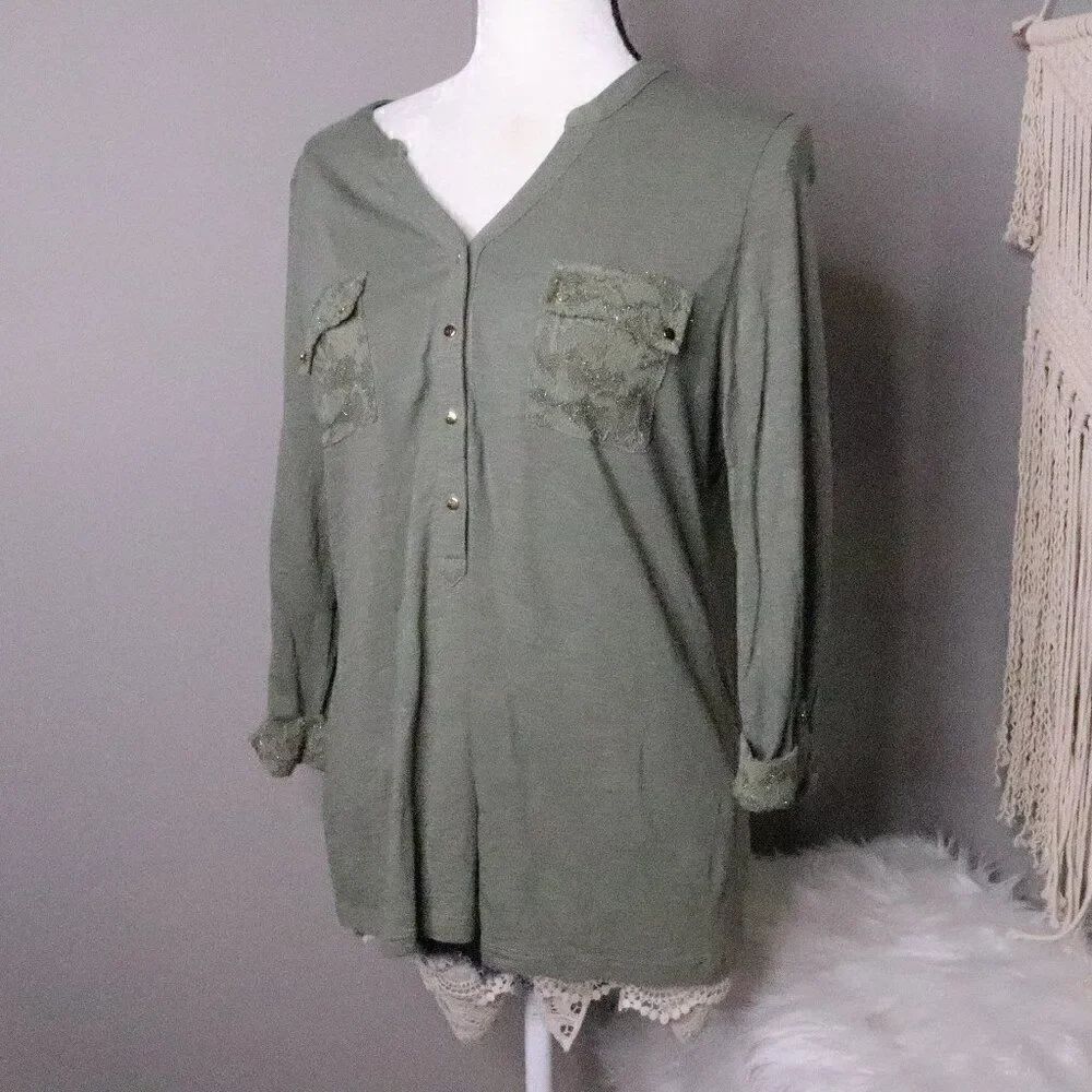 Chicos | Popover Roll Tab Sleeve Blouse‎